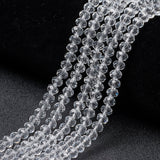 Glass Beads Strands, Faceted, Rondelle, Clear, 10x8mm, Hole: 1mm, about 63~65pcs/strand, 49~50cm, 10Strand/Set