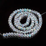 Electroplate Glass Beads Strands, Half Rainbow Plated, Faceted, Rondelle, Clear, 2.3~2.7x2mm, Hole: 0.4mm, about 150~155pcs/strand, 32~33cm, 10Strand/Set