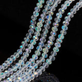 Electroplate Glass Beads Strands, Half Rainbow Plated, Faceted, Rondelle, Clear, 2.3~2.7x2mm, Hole: 0.4mm, about 150~155pcs/strand, 32~33cm, 10Strand/Set