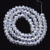 Electroplate Glass Beads Strands, Pearl Luster Plated, Faceted, Rondelle, Clear, 2.9~3.3x2mm, Hole: 0.8mm, about 145~150pcs/strand, 34~35cm, 10Strand/Set