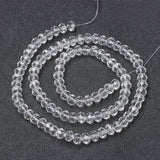 Glass Beads Strands, Faceted, Rondelle, Clear, 2.9~3.3x2mm, Hole: 0.8mm, about 145~150pcs/strand, 34~35cm, 10Strand/Set