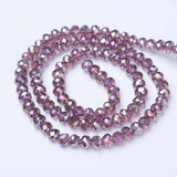 Electroplate Glass Beads Strands, AB Color Plated, Faceted, Rondelle, Old Rose, 4x3mm, Hole: 0.4mm, about 113~115pcs/strand, 41~42cm, 10Strand/Set