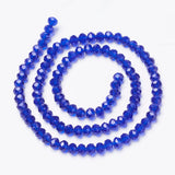 Glass Beads Strands, Faceted, Rondelle, Blue, 4x3mm, Hole: 0.4mm, about 113~115pcs/strand, 41~42cm, 10Strands/Set