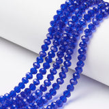 Glass Beads Strands, Faceted, Rondelle, Blue, 4x3mm, Hole: 0.4mm, about 113~115pcs/strand, 41~42cm, 10Strands/Set