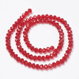 Glass Beads Strands, Faceted, Rondelle, FireBrick, 4x3mm, Hole: 0.4mm, about 113~115pcs/strand, 41~42cm, 10Strands/Set