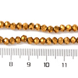 Electroplate Transparent Glass Beads Strands, Full Plated, Faceted, Rondelle, Golden Plated, 4x3mm, Hole: 0.4mm, about 113~115pcs/strand, 41~42cm, 10Strands/Set