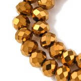 Electroplate Transparent Glass Beads Strands, Full Plated, Faceted, Rondelle, Golden Plated, 4x3mm, Hole: 0.4mm, about 113~115pcs/strand, 41~42cm, 10Strands/Set