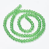 Glass Beads Strands, Faceted, Rondelle, Lime, 6x5mm, Hole: 1mm, about 83~85pcs/strand, 38~39cm, 10Strand/Set