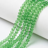 Glass Beads Strands, Faceted, Rondelle, Lime, 6x5mm, Hole: 1mm, about 83~85pcs/strand, 38~39cm, 10Strand/Set