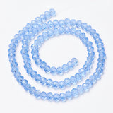 Glass Beads Strands, Faceted, Rondelle, Light Sky Blue, 6x5mm, Hole: 1mm, about 83~85pcs/strand, 38~39cm, 10Strand/Set