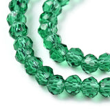 Glass Beads Strands, Faceted, Rondelle, Sea Green, 6x5mm, Hole: 1mm, about 83~85pcs/strand, 38~39cm, 10Strand/Set