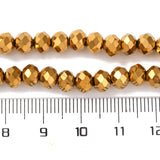 Electroplate Transparent Glass Beads Strands, Full Plated, Faceted, Rondelle, Golden Plated, 6x5mm, Hole: 1mm, about 83~85pcs/strand, 38~39cm, 10Strands/Set