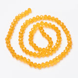 Glass Beads Strands, Faceted, Rondelle, Orange, 8x6mm, Hole: 1mm, about 63~65pcs/strand, 39~40cm, 10Strand/Set