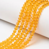 Glass Beads Strands, Faceted, Rondelle, Orange, 8x6mm, Hole: 1mm, about 63~65pcs/strand, 39~40cm, 10Strand/Set