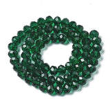 Glass Beads Strands, Faceted, Rondelle, Dark Green, 8x6mm, Hole: 1mm, about 63~65pcs/strand, 39~40cm, 10Strand/Set