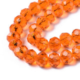 Glass Beads Strands, Faceted, Rondelle, Dark Orange, 8x6mm, Hole: 1mm, about 63~65pcs/strand, 39~40cm, 10Strand/Set