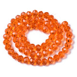 Glass Beads Strands, Faceted, Rondelle, Dark Orange, 8x6mm, Hole: 1mm, about 63~65pcs/strand, 39~40cm, 10Strand/Set