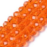 Glass Beads Strands, Faceted, Rondelle, Dark Orange, 8x6mm, Hole: 1mm, about 63~65pcs/strand, 39~40cm, 10Strand/Set