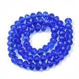 Glass Beads Strands, Faceted, Rondelle, Royal Blue, 8x6mm, Hole: 1mm, about 63~65pcs/strand, 39~40cm, 10Strand/Set