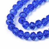 Glass Beads Strands, Faceted, Rondelle, Royal Blue, 8x6mm, Hole: 1mm, about 63~65pcs/strand, 39~40cm, 10Strand/Set