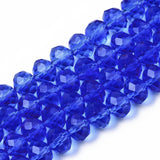 Glass Beads Strands, Faceted, Rondelle, Royal Blue, 8x6mm, Hole: 1mm, about 63~65pcs/strand, 39~40cm, 10Strand/Set