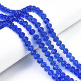 Glass Beads Strands, Faceted, Rondelle, Royal Blue, 8x6mm, Hole: 1mm, about 63~65pcs/strand, 39~40cm, 10Strand/Set