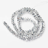 Electroplate Transparent Glass Beads Strands, Half Silver Plated, Faceted, Rondelle, Clear, 8x6mm, Hole: 1mm, about 63~65pcs/strand, 39~40cm, 10Strand/Set