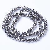 Electroplate Transparent Glass Beads Strands, Full Plated, Faceted, Rondelle, Silver Plated, 8x6mm, Hole: 1mm, about 63~65pcs/strand, 39~40cm, 10Strand/Set