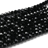 Opaque Glass Beads Stands, Faceted(32 Facets), Round, Black, 4mm, Hole: 0.7mm, about 87~93pcs/strand, 32~33cm, 20Strand/Set