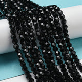 Opaque Glass Beads Stands, Faceted(32 Facets), Round, Black, 4mm, Hole: 0.7mm, about 87~93pcs/strand, 32~33cm, 20Strand/Set