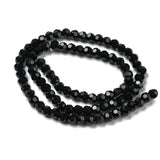 Opaque Glass Beads Stands, Faceted(32 Facets), Round, Black, 4mm, Hole: 0.7mm, about 87~93pcs/strand, 32~33cm, 20Strand/Set