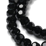 Opaque Glass Beads Stands, Faceted(32 Facets), Round, Black, 4mm, Hole: 0.7mm, about 87~93pcs/strand, 32~33cm, 20Strand/Set