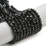 Opaque Glass Beads Stands, Faceted(32 Facets), Round, Black, 4mm, Hole: 0.7mm, about 87~93pcs/strand, 32~33cm, 20Strand/Set