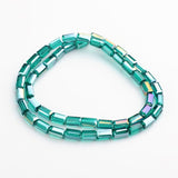 AB Color Plated Faceted Cuboid Electroplate Glass Beads Strands, Teal, 8x4x4mm, Hole: 1mm, about 50pcs/strand, 16 inch