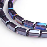 AB Color Plated Faceted Cuboid Electroplate Glass Beads Strands, Indigo, 8x4x4mm, Hole: 1mm, about 50pcs/strand, 16 inch