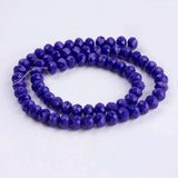 Opaque Glass Beads Strands, Faceted, Rondelle, Royal Blue, 8x6mm, Hole: 1~1.5mm, about 63~65pcs/strand, 39~40cm, 10Strand/Set