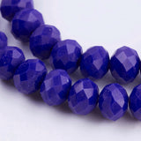 Opaque Glass Beads Strands, Faceted, Rondelle, Royal Blue, 8x6mm, Hole: 1~1.5mm, about 63~65pcs/strand, 39~40cm, 10Strand/Set