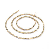 Electroplate Glass Beads Strands, Full Plated, Faceted, Rondelle, Light Gold Plated, 2x1.5mm, Hole: 0.6mm, about 220~230pcs/Strand, 13.78~14.17 inch(35~36cm), 10Strands/Set