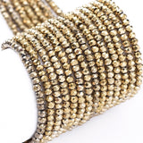 Electroplate Glass Beads Strands, Full Plated, Faceted, Rondelle, Light Gold Plated, 2x1.5mm, Hole: 0.6mm, about 220~230pcs/Strand, 13.78~14.17 inch(35~36cm), 10Strands/Set