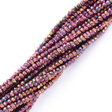 Electroplate Glass Beads Strands, Full Plated, Faceted, Rondelle, Purple Plated, 2x1.5mm, Hole: 0.6mm, about 220~230pcs/Strand, 13.78~14.17 inch(35~36cm), 10Strand/Set