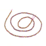 Electroplate Glass Beads Strands, Full Plated, Faceted, Rondelle, Purple Plated, 2x1.5mm, Hole: 0.6mm, about 220~230pcs/Strand, 13.78~14.17 inch(35~36cm), 10Strand/Set