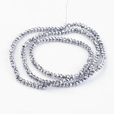 Electroplate Glass Bead Strands, Faceted, Rondelle, Platinum Plated, 2.9~3.3x2mm, Hole: 1mm, about 165~169pcs/strand, 15~16 inch(38~40cm), 10Strand/Set