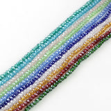 Glass Beads Strands, Pearl Luster Plated, Crystal Suncatcher, Faceted Rondelle, Mixed Color, 4x3mm, Hole: 1mm, about 140~145pcs/strand, 18.9 inch, 10Strand/Set