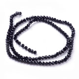 Glass Beads Strands, Faceted(32 Facets), Round, Black, 4mm, Hole: 1mm, about 87~93pcs/strand, 32~33cm, 10Strands/Set