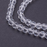 Glass Beads Strands, Faceted(32 Facets), Round, Clear, 4mm, Hole: 1mm, about 87~93pcs/strand, 32~33cm, 10Strands/Set