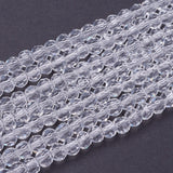 Glass Beads Strands, Faceted(32 Facets), Round, Clear, 4mm, Hole: 1mm, about 87~93pcs/strand, 32~33cm, 10Strands/Set