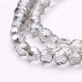 Electroplate Glass Beads Strands, Faceted(32 Facets), Round, Gainsboro, 4mm, Hole: 1mm, about 87~93pcs/strand, 32~33cm, 10Strands/Set