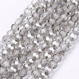 Electroplate Glass Beads Strands, Faceted(32 Facets), Round, Gainsboro, 4mm, Hole: 1mm, about 87~93pcs/strand, 32~33cm, 10Strands/Set