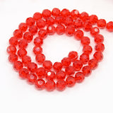 Glass Beads Strands, Faceted(32 Facets), Round, Red, 4mm, Hole: 1mm, about 87~93pcs/strand, 32~33cm, 10Strand/Set