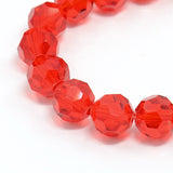 Glass Beads Strands, Faceted(32 Facets), Round, Red, 4mm, Hole: 1mm, about 87~93pcs/strand, 32~33cm, 10Strand/Set